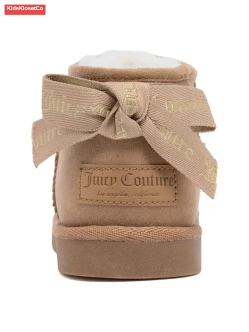 Girls Faux Fur Lined Ankle Boots Slip-On Winter Booties with Bow